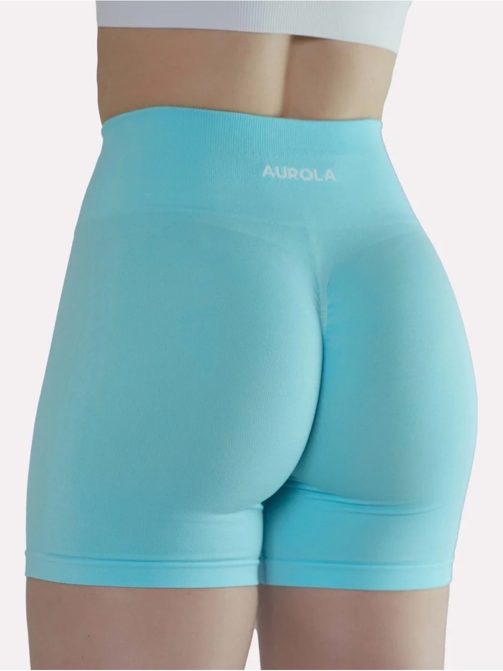 Aurola blue High-Waist Seamless Women’s workout gym Shorts medium